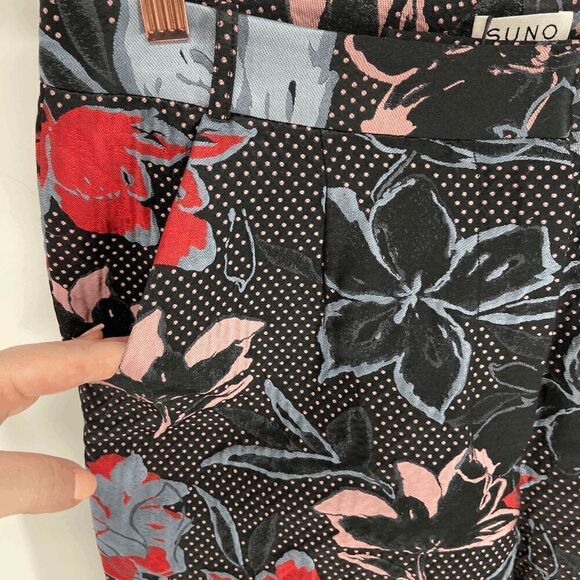 Suno Jacquard Womens Black white red Floral New Cropped Culotte Capri Trouser 8 - Picture 11 of 11